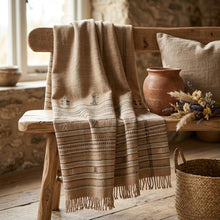 Ruby tan handwoven Indian wool throw blanket – view 8
