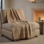 Ruby tan handwoven Indian wool throw blanket – view 6