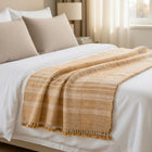 Amber orange tan handwoven Indian wool throw blanket – view 7