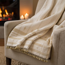 Heera off white handwoven Indian wool throw blanket – view 10