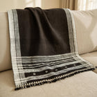 Quartz cocoa brown handwoven Indian wool throw blanket