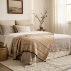 Sunstone camel tan handwoven Indian wool throw blanket – view 11