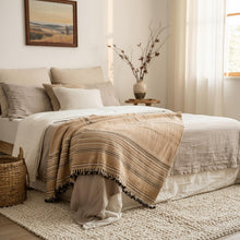 Sunstone camel tan handwoven Indian wool throw blanket – view 11