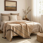 Sunstone camel tan handwoven Indian wool throw blanket – view 6