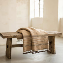 Pravala orange tan handwoven Indian wool throw blanket