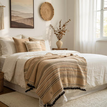 Pravala orange tan handwoven Indian wool throw blanket – view 4