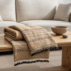 Pravala orange tan handwoven Indian wool throw blanket – view 5
