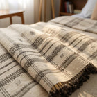 Pearl off white handwoven Indian wool throw blanket – view 3
