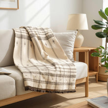 Pearl off white handwoven Indian wool throw blanket – view 6