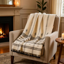 Pearl off white handwoven Indian wool throw blanket – view 9