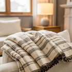 Pearl off white handwoven Indian wool throw blanket – view 10