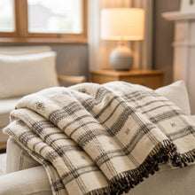 Pearl off white handwoven Indian wool throw blanket – view 10
