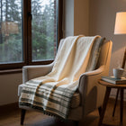 Solitaire white handwoven Indian wool throw blanket – view 11