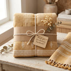 Amber orange tan handwoven Indian wool throw blanket – view 6
