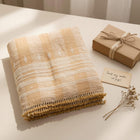 Amber orange tan handwoven Indian wool throw blanket – view 13