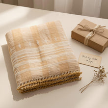 Amber orange tan handwoven Indian wool throw blanket – view 13