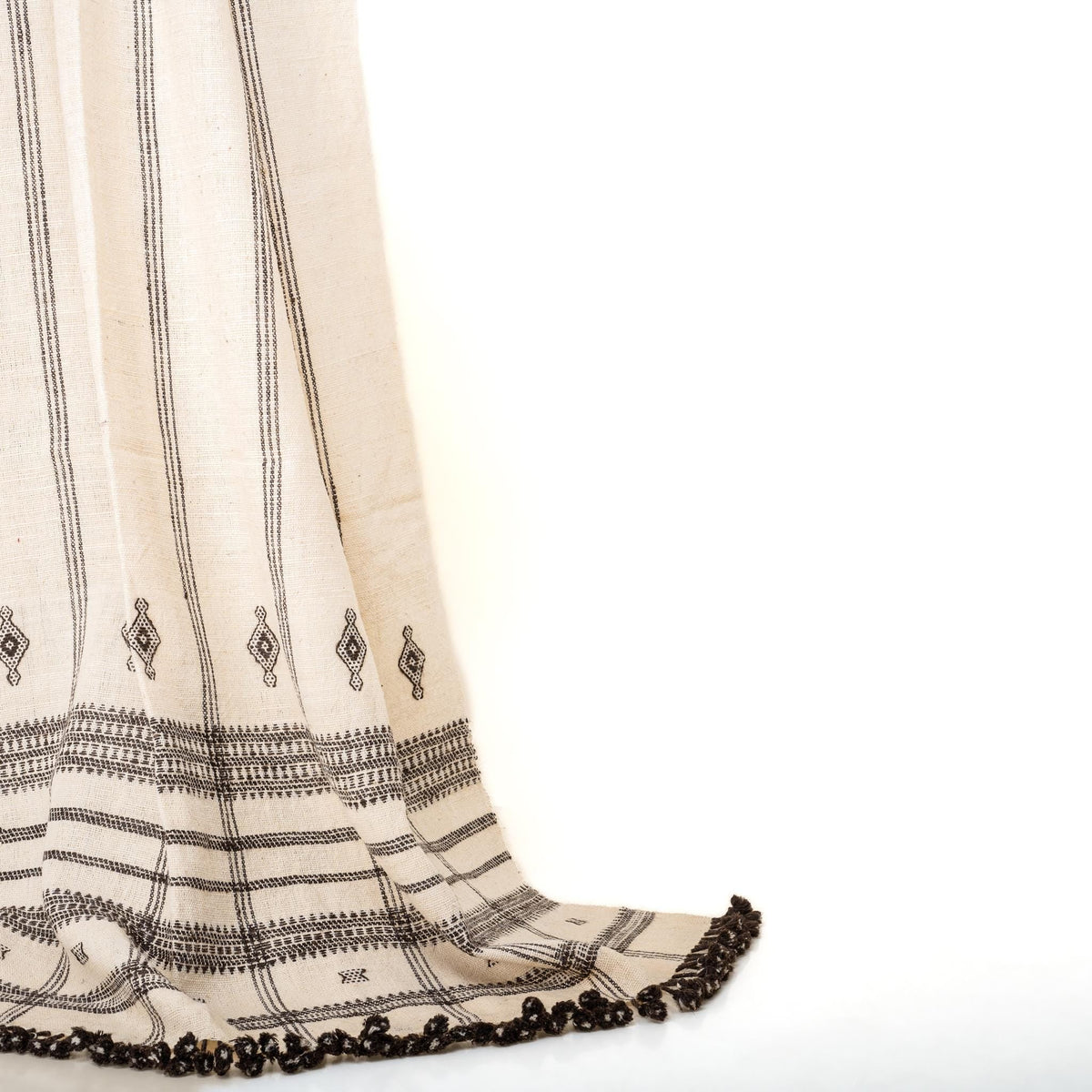 Pearl off white handwoven Indian wool throw blanket – view 2