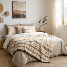 Pearl off white handwoven Indian wool throw blanket – view 5