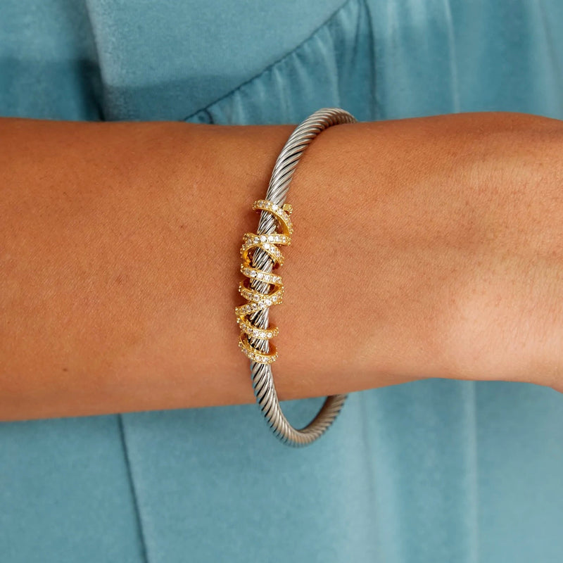 Adjustable Stella Cuff styled with layered bangles