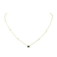 Nora Emerald Necklace with emerald CZ stones on gold chain