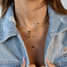 Close-up of Willow Necklace pendant featuring clear cubic zirconia