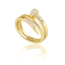Axel Nail Ring in gold with CZ stones