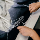Ink black and white handwoven merino wool throw blanket – One Affirmation