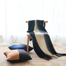 Ink black and white handwoven merino wool throw blanket – One Affirmation