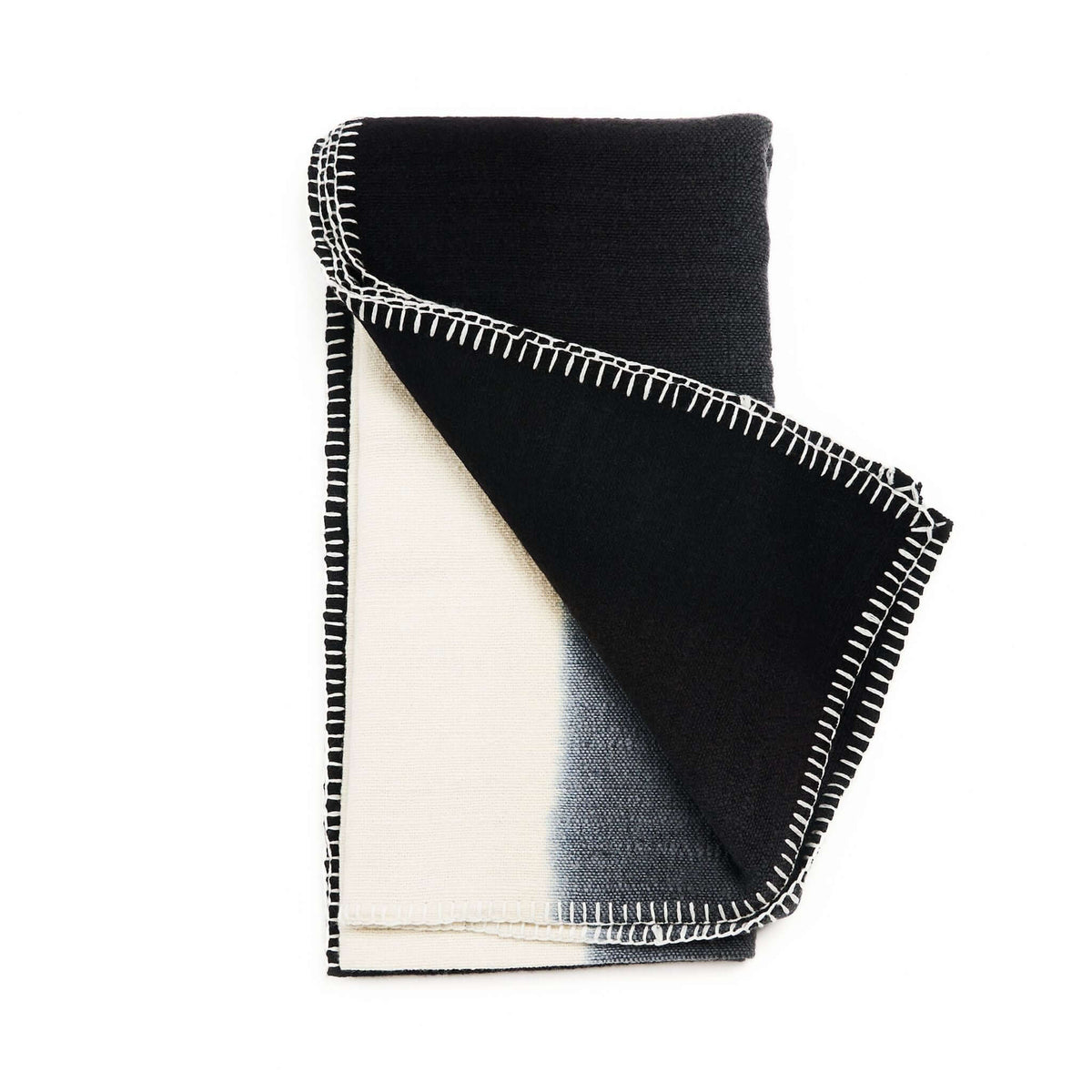 Ink black and white handwoven merino wool throw blanket – One Affirmation