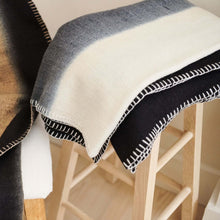 Ink black and white handwoven merino wool throw blanket – One Affirmation