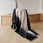 Ink black and white handwoven merino wool throw blanket – One Affirmation