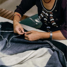 Ink black and white handwoven merino wool throw blanket – One Affirmation