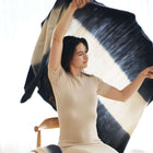 Ink black and white handwoven merino wool throw blanket – One Affirmation