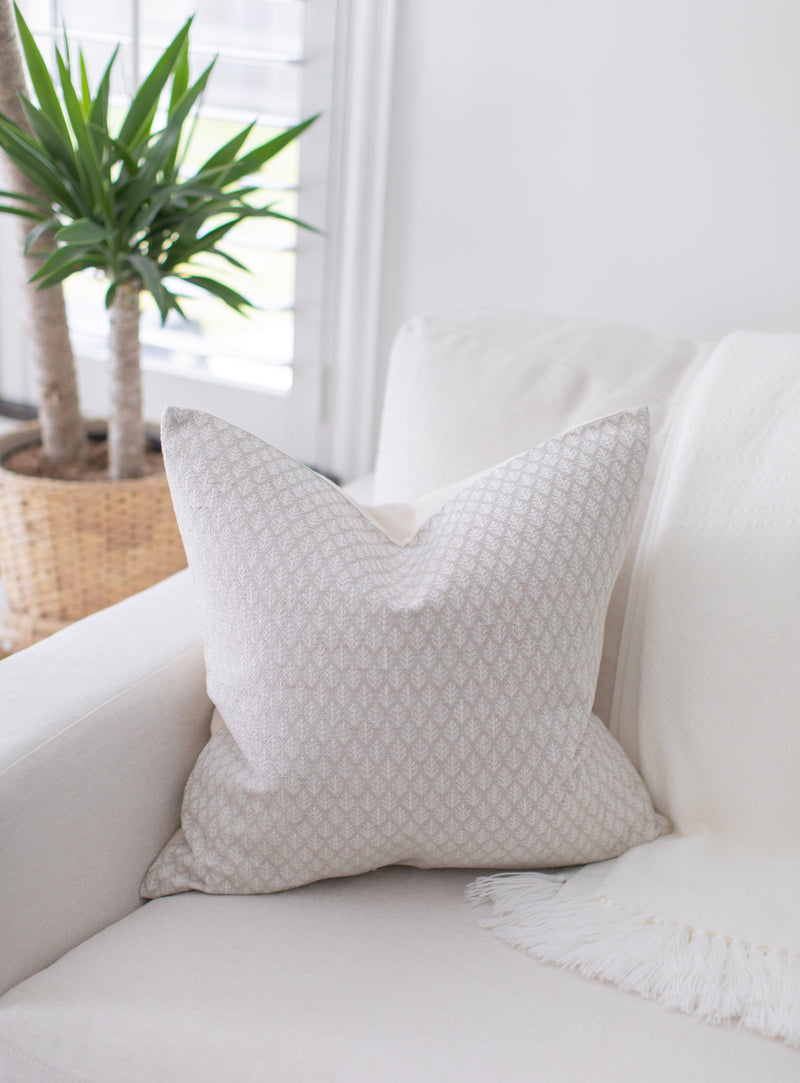 Talisa ivory textured floral pillow cover, view 2