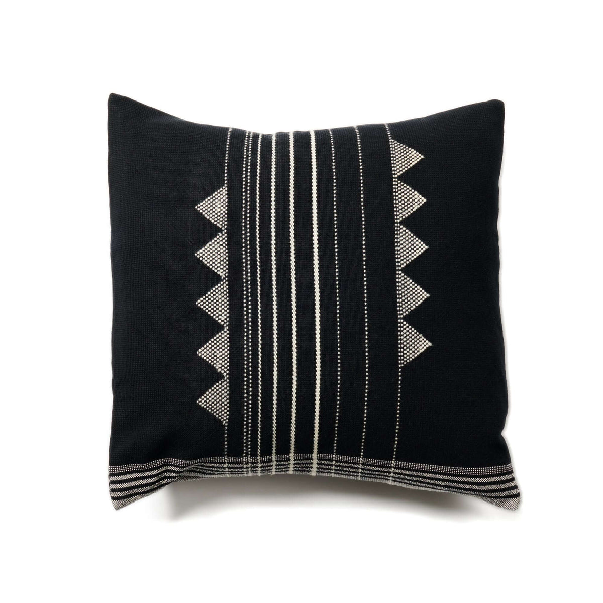 Kora Black large handloom artisanal pillow cover, 24x24 – One Affirmation