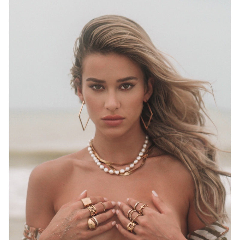 Close-up of Jax Necklace 4mm gold chain