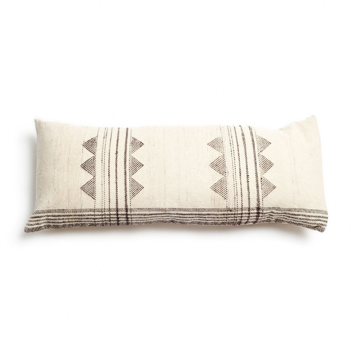 Kora white and black handwoven lumbar pillow cover, 14x35 – One Affirmation
