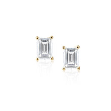 Katie Emerald Cut Stud Earrings with large CZ stones