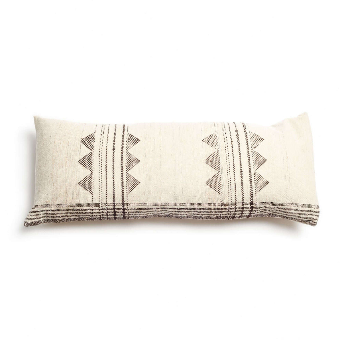 Kora white and black handloom small lumbar pillow cover, 15x25 – One Affirmation