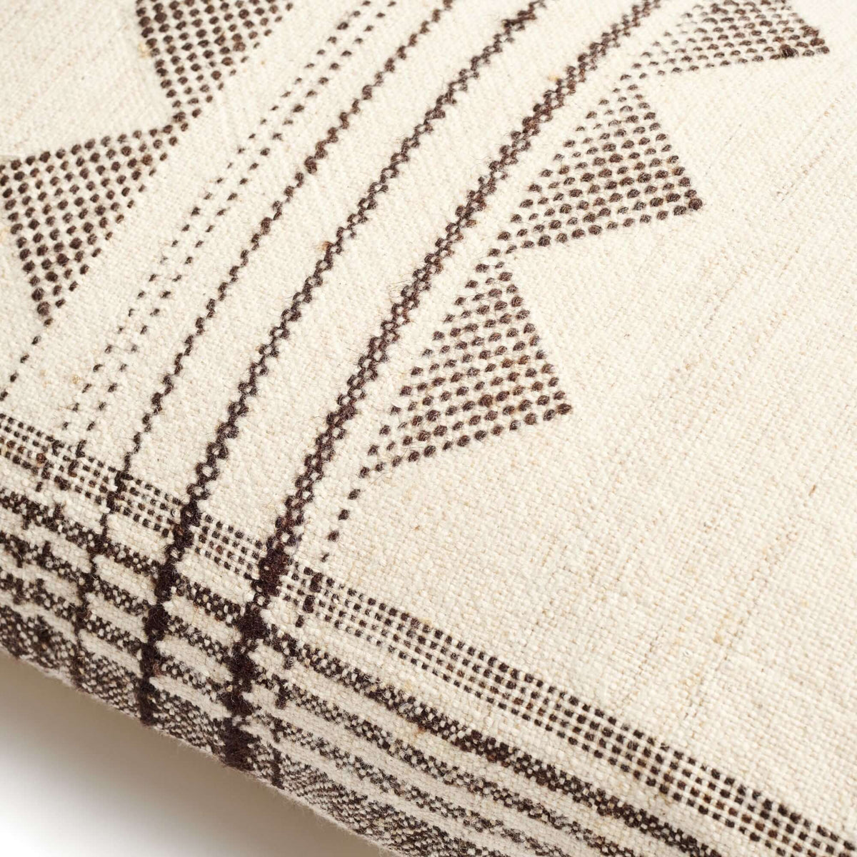 Kora white and black handloom small lumbar pillow cover, 15x25 – One Affirmation