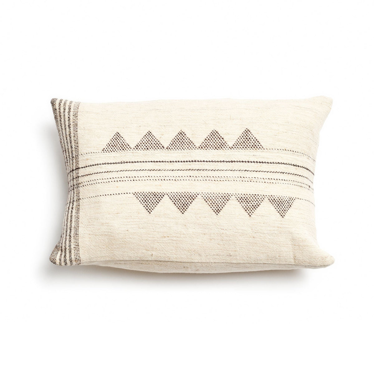 Kora white and black handwoven lumbar pillow cover, 14x35 – One Affirmation