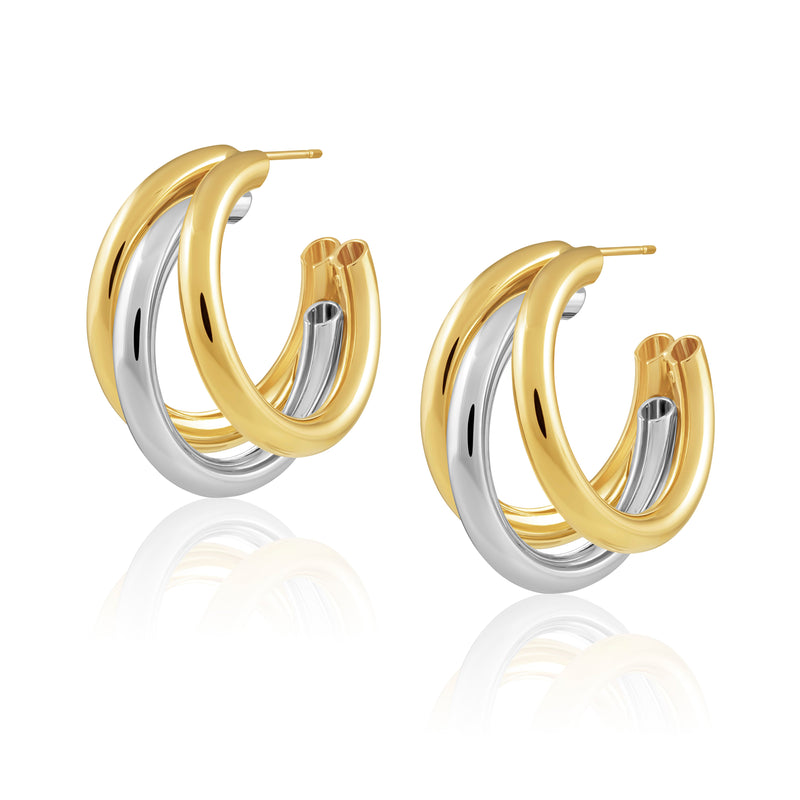 Lexi Tri Hoop Earrings with two-tone design