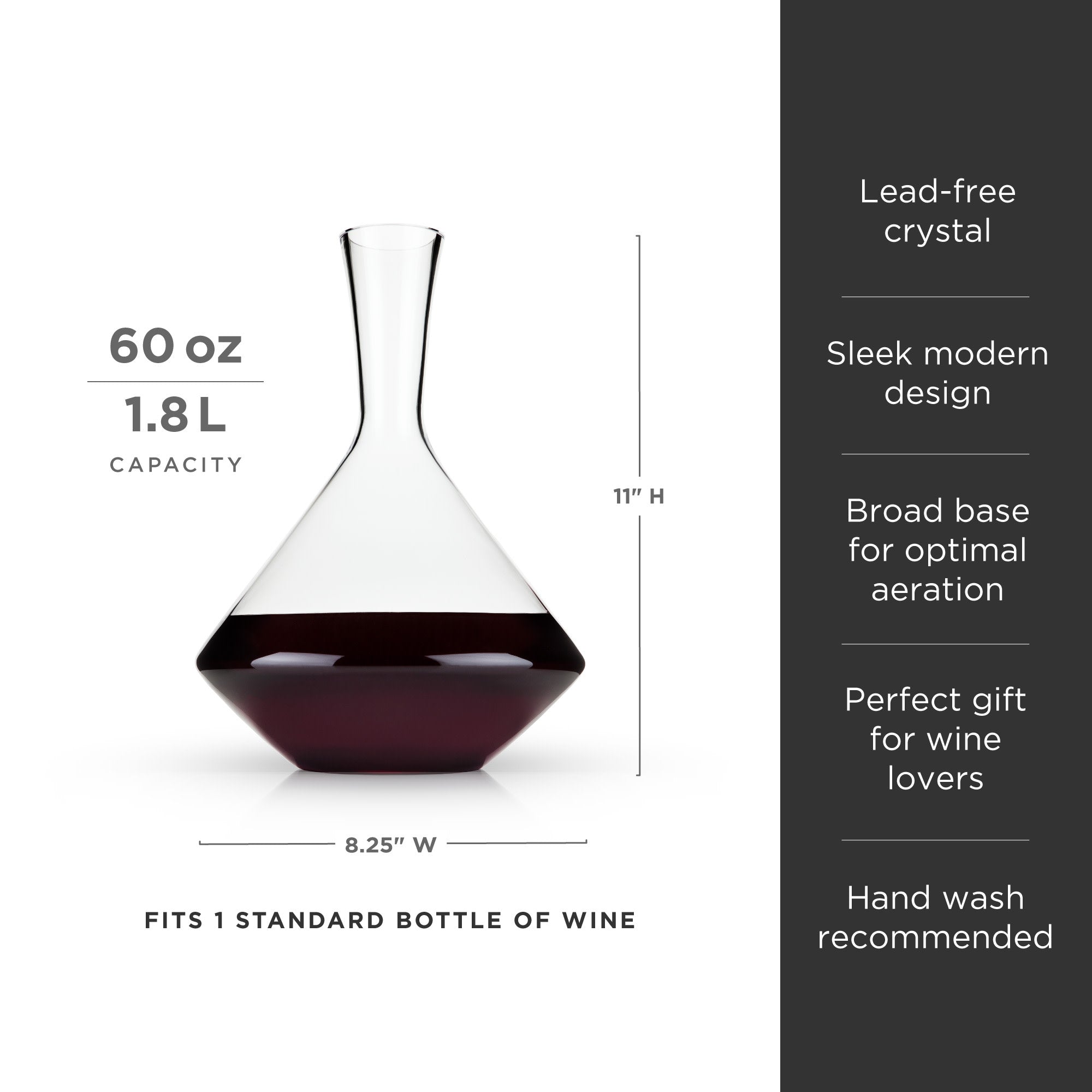 Raye Angled Crystal Wine Decanter – 60 oz Lead-Free Crystal