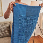 Macaroon Midnight dark blue textured merino handloom throw – One Affirmation