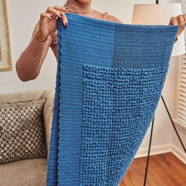 Macaroon Midnight dark blue textured merino handloom throw – One Affirmation