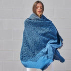 Macaroon Midnight dark blue textured merino handloom throw – One Affirmation