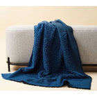 Macaroon Midnight dark blue textured merino handloom throw – One Affirmation