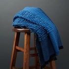 Macaroon Midnight dark blue textured merino handloom throw – One Affirmation