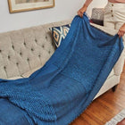 Macaroon Midnight dark blue textured merino handloom throw – One Affirmation
