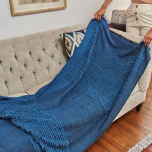 Macaroon Midnight dark blue textured merino handloom throw – One Affirmation